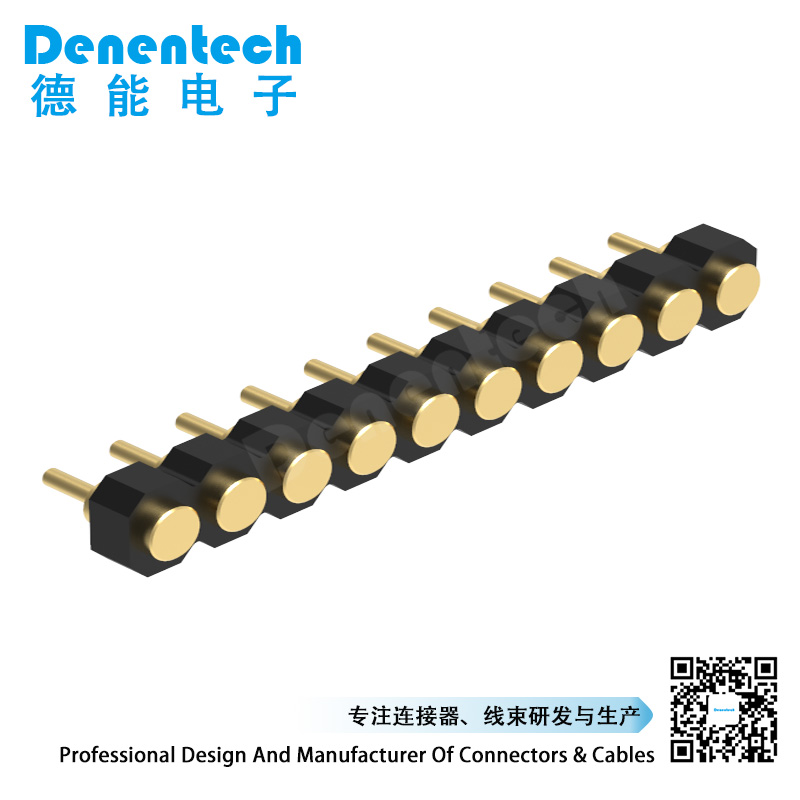 Denentech Gold Plated Electrical Contact 2.00MMH1.27MM single row female straight pogo pin connector 